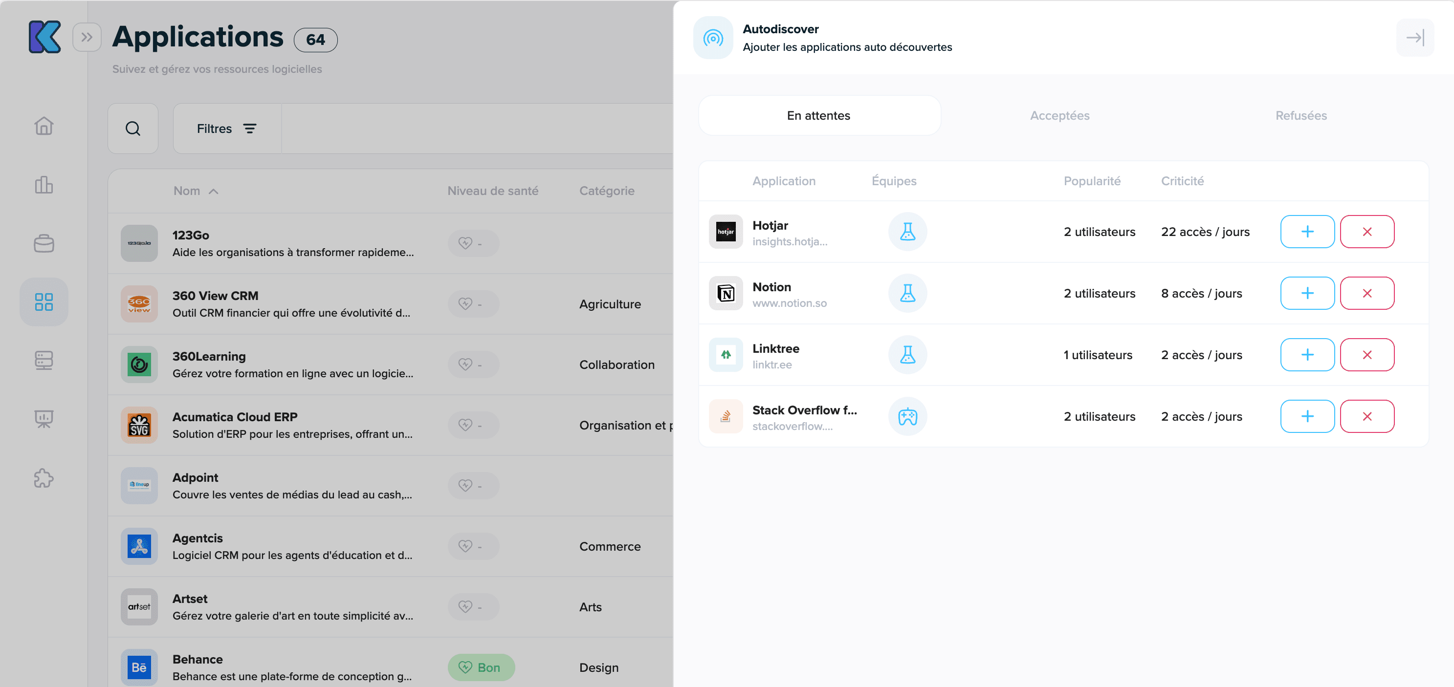 Auto-découverte des applications dans Kabeen