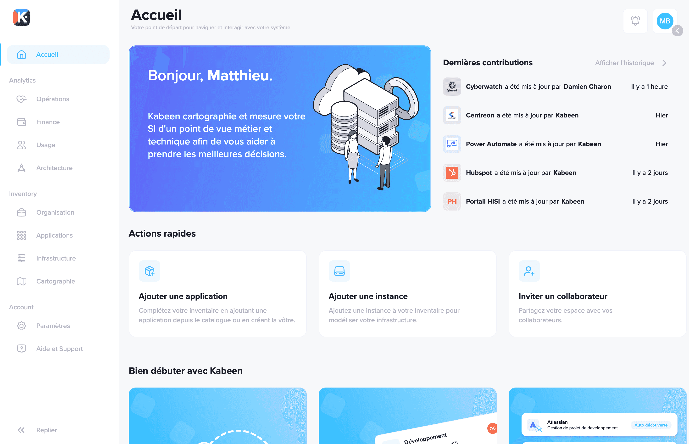 Kabeen homepage with new navigation menu