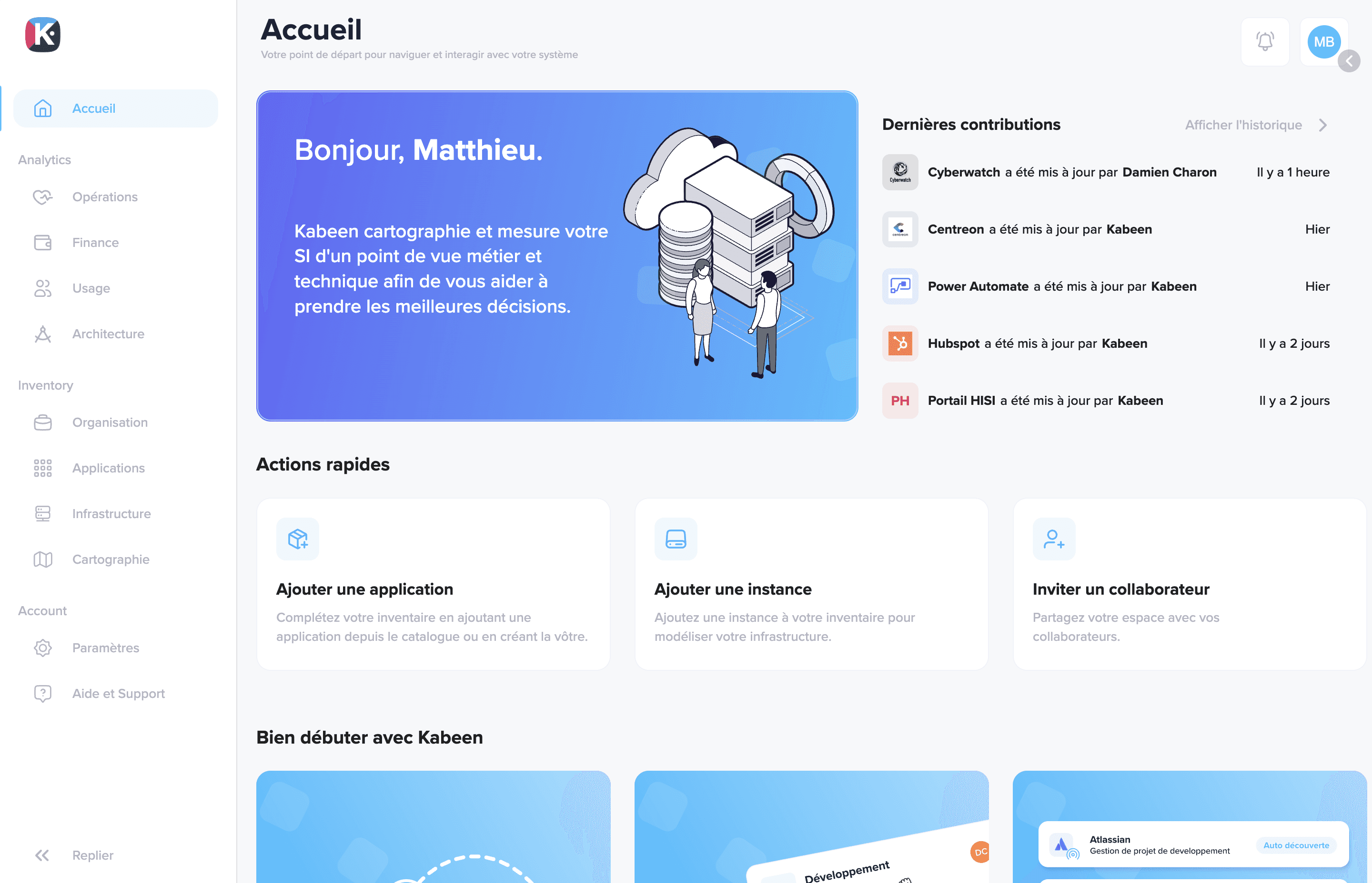 Kabeen homepage with new navigation menu